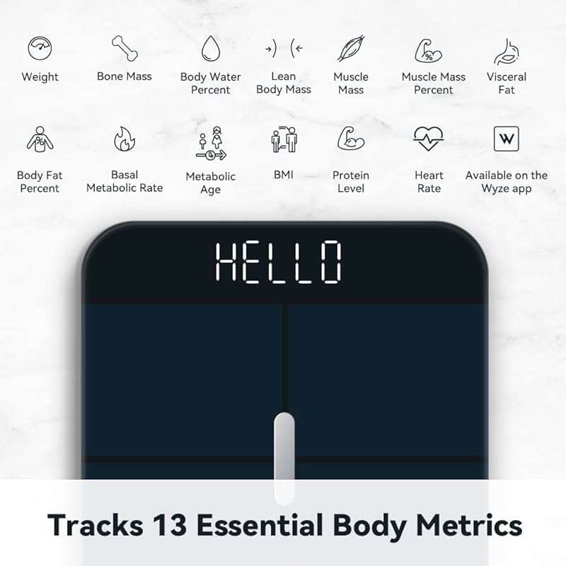 Wyze Smart Scale X - Digital Bathroom Scale for Body Weight, BMI, Body Fat, Muscle Mass, Heart Rate Monitor | Sync with Health Apps | for People, Baby & Pet, 400 lbs (Black) - Image 2