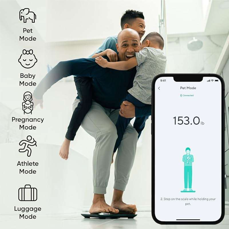 Wyze Smart Scale X - Digital Bathroom Scale for Body Weight, BMI, Body Fat, Muscle Mass, Heart Rate Monitor | Sync with Health Apps | for People, Baby & Pet, 400 lbs (Black) - Image 4