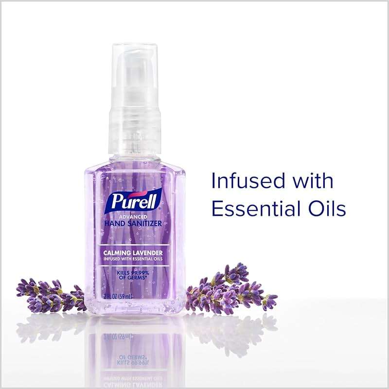 Purell Advanced Hand Sanitizer Gel Infused with Essential Oils, Calming Lavender, 2 fl oz Travel-Size Pump Bottle (Pack of 6), 3905-04-EC - Image 3