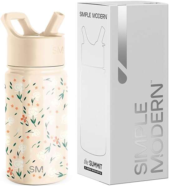Simple Modern Kids Water Bottle with Straw Lid | 14oz Insulated Stainless Steel Kids Tumbler & Spill Proof Toddler Cup for School, Girls, Boys | Summit | Chloe Floral - Image 1