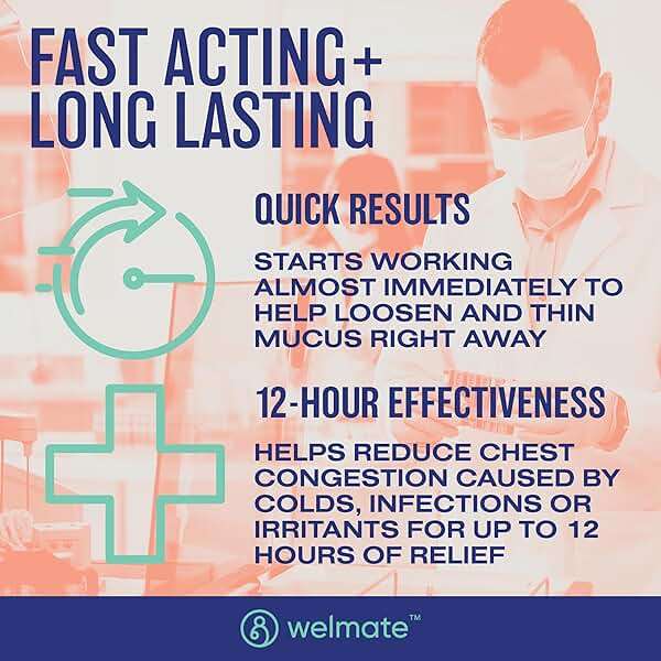 WELMATE Mucus Relief Guaifenesin 600mg Expectorant, 200 Ct - Chest Congestion Relief, Cough and Cold - Thins and Loosens Mucus - Immediate & Extended 12 Hour Support - Extended-Release Bi-Layer - Image 4