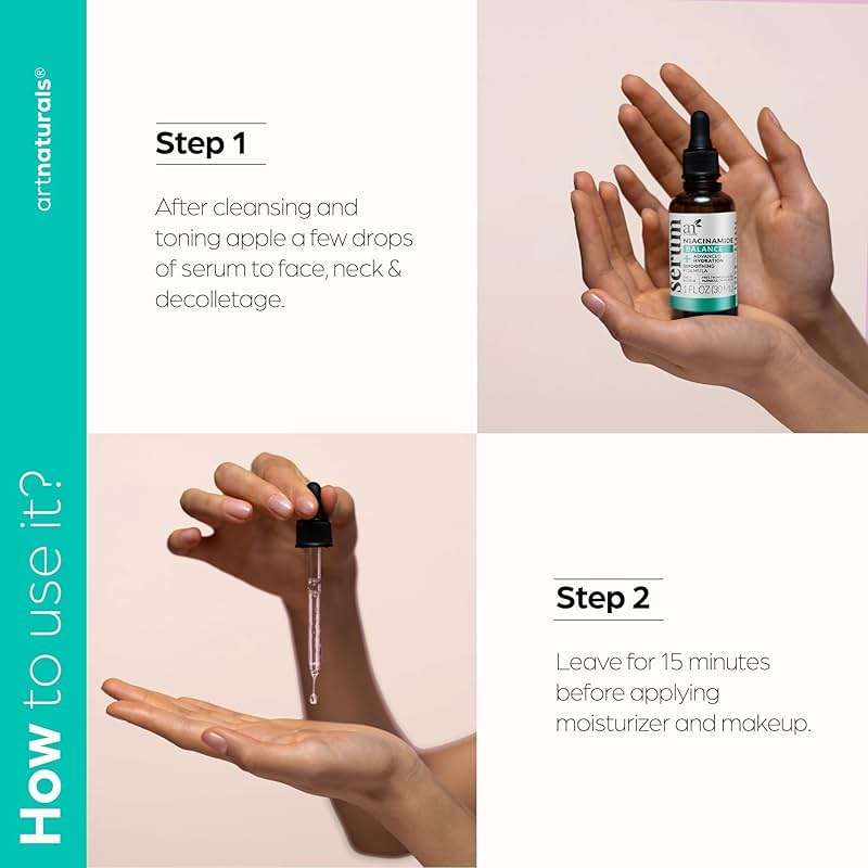 Artnaturals Niacinamide Face Serum, 10% Active Niacinamide with 1% Zinc PCA & Vitamin B3 - Hyaluronic Acid, Pore Reducer, Mineral Blemish Protection, 1 oz - Image 3