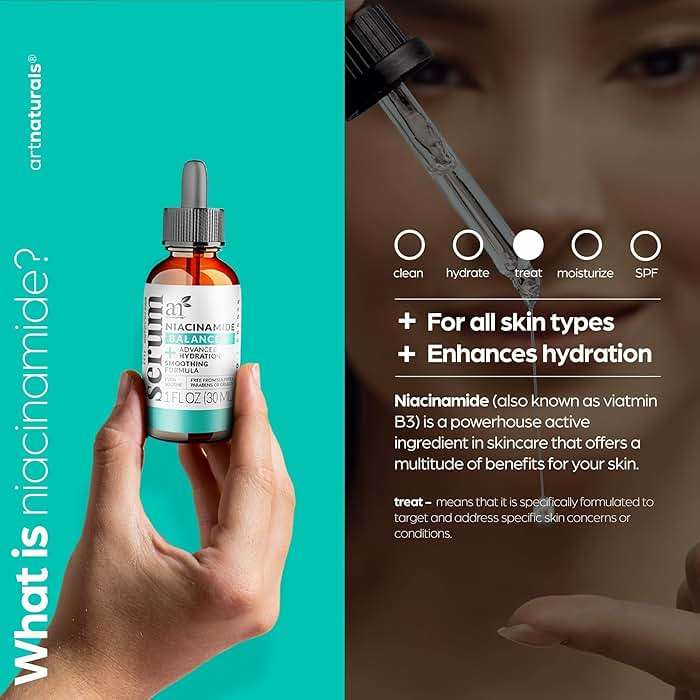 Artnaturals Niacinamide Face Serum, 10% Active Niacinamide with 1% Zinc PCA & Vitamin B3 - Hyaluronic Acid, Pore Reducer, Mineral Blemish Protection, 1 oz - Image 4