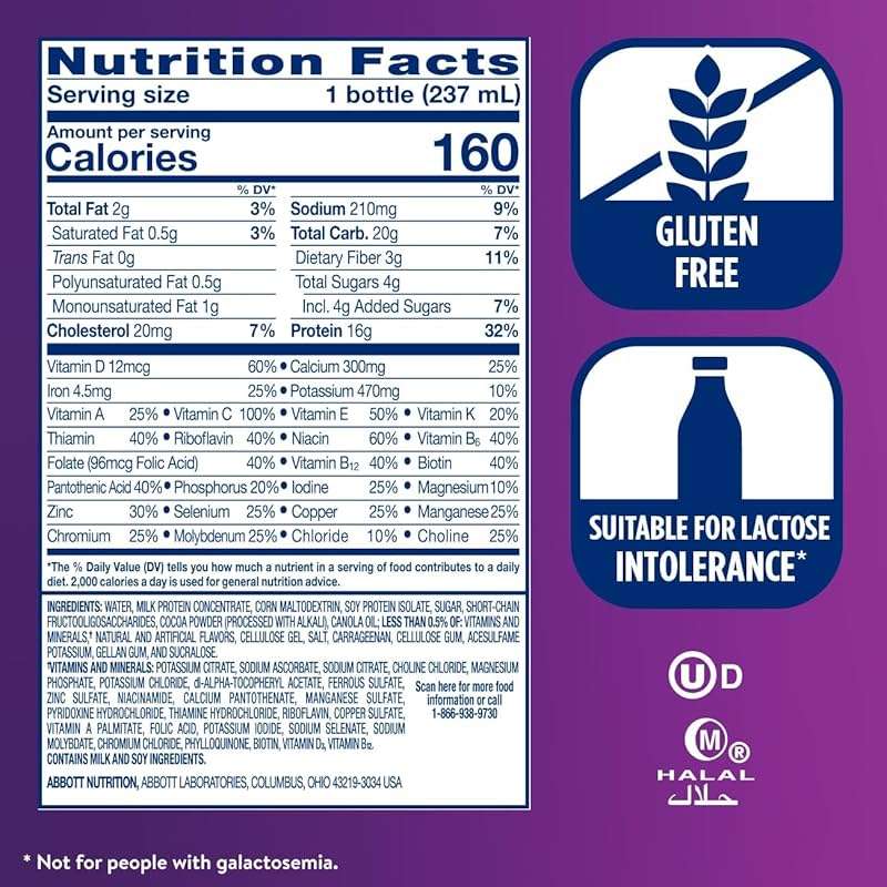 Ensure High Protein Bottled Milk Chocolate Nutrition Shake with Fiber, Ready to Drink, 16g Protein and 27 Vitamins and Minerals, 8 fl oz, 24 Pack - Image 6