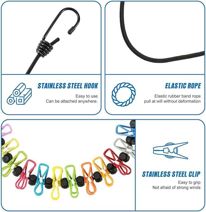 Retractable Portable Clothesline for Travel, Clothing line with 12 Clothes Clips, for Indoor Laundry Drying line, Outdoor Camping Accessories - Image 2