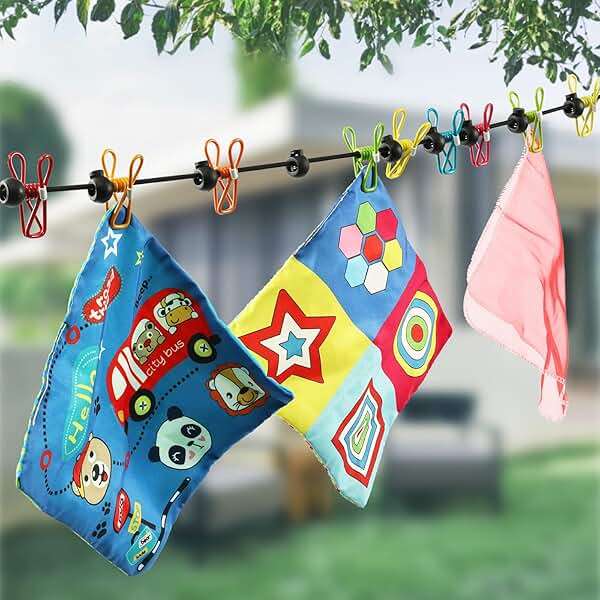Retractable Portable Clothesline for Travel, Clothing line with 12 Clothes Clips, for Indoor Laundry Drying line, Outdoor Camping Accessories - Image 4