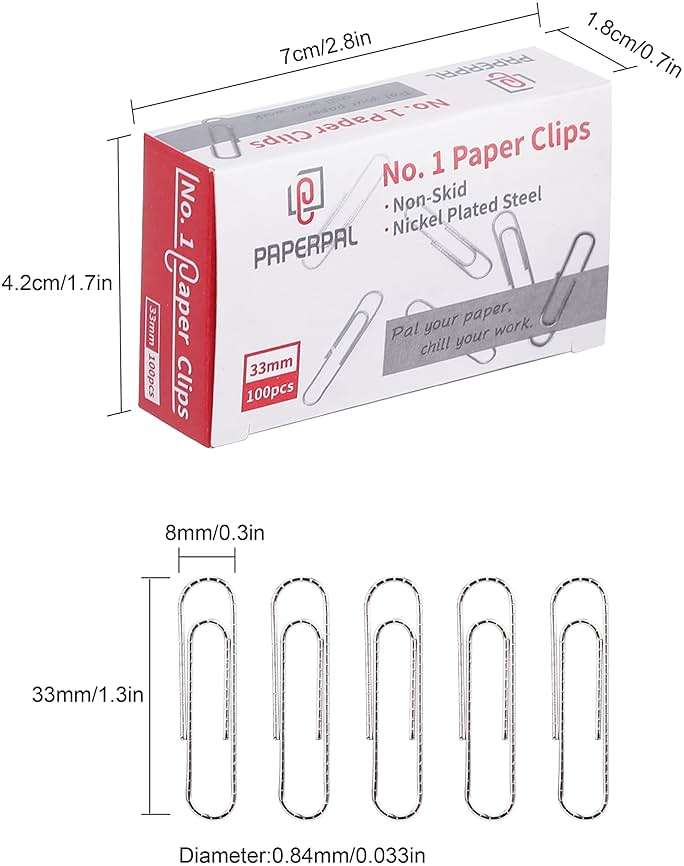 PAPERPAL Paperclips for Office School & Personal Use, #1 Nonskid Paper Clip (1-2/7"), 600 Medium Paper Clips (6 Boxes of 100 Each), Silver | Medium paper clips for office, school and personal use, conveniently packed in 6 boxes of 100 each. - Image 2