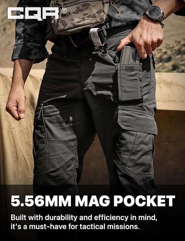 CQR Men's Tactical Pants, Water Resistant Ripstop Cargo Pants, Lightweight EDC Work Hiking Pants, Outdoor Apparel - Image 6