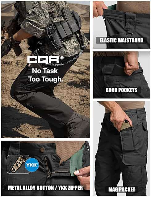 CQR Men's Tactical Pants, Water Resistant Ripstop Cargo Pants, Lightweight EDC Work Hiking Pants, Outdoor Apparel - Image 7