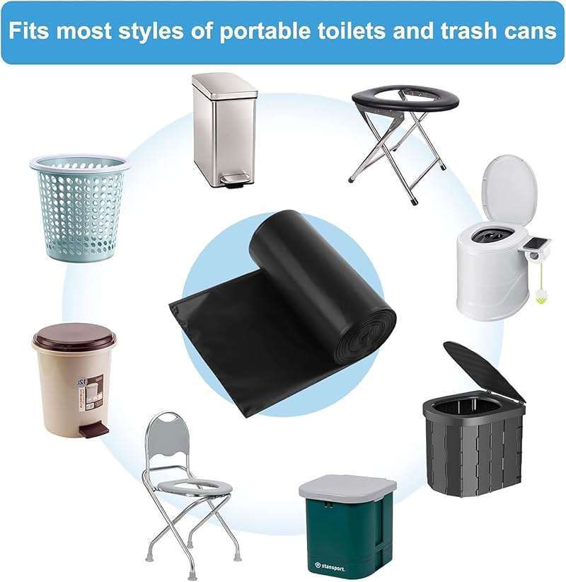 80 Portable Camping Toilet Bags, Biodegradable Porta Potty Bucket Toilet Bags, 8 Gallon Compostable Thickened Trash Garbage Bags - Image 5