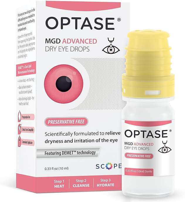 Optase MGD Advanced Dry Eye Drops, 0.33 fl oz - Lipid-Containing Preservative Free Eye Drops for Dry Eyes - Visually Clear Artificial Tears - Contact Lens Compatible - Multidose Bottle with 300 Doses - Image 1