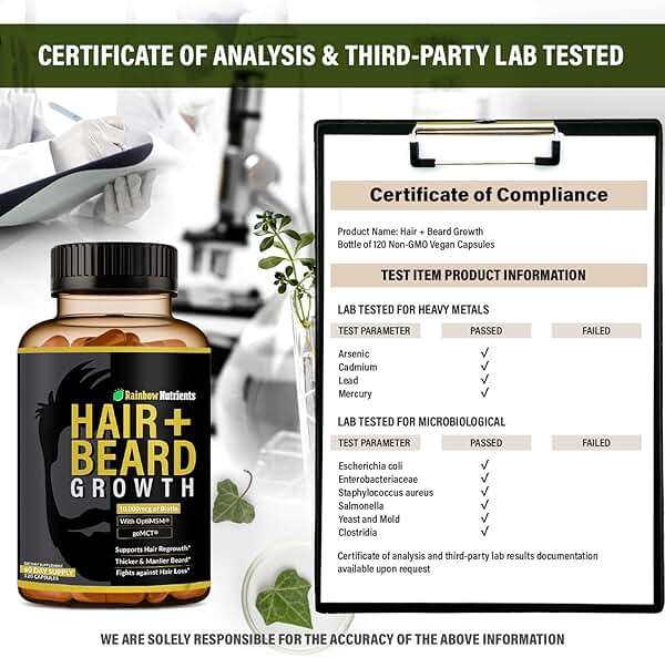 Hair + Beard Growth Vitamins for Men | Biotin 10,000mcg, Collagen, Patented OptiMSM®, goMCT®, Saw Palmetto | 60 Day Supply | Naturally Regrow Stronger, Thicker, Healthier Hair & Stops Hair Los - Image 7