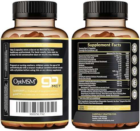 Hair + Beard Growth Vitamins for Men | Biotin 10,000mcg, Collagen, Patented OptiMSM®, goMCT®, Saw Palmetto | 60 Day Supply | Naturally Regrow Stronger, Thicker, Healthier Hair & Stops Hair Los - Image 8