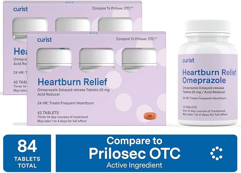 Curist Omeprazole 20mg Tablets Bulk Pack - 84Count Delayed-Release Tablets - Acid Reflux Medicine for Heartburn Relief (2 Pack of 42 Tablets - 84 Total) - Image 1