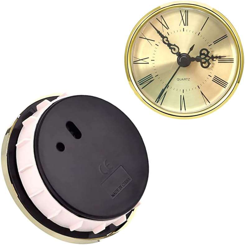 HILLHOME Mini Quartz Clock Insert 2.8 Inch (70 mm) Round Quartz Movement Miniature Clock Gold Dial Gold Trim Roman Numerals, Fit 2.4 Inch (61 mm) Diameter Hole - Image 5