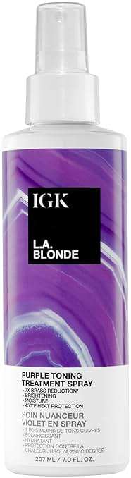 IGK LA BLONDE Purple Toning Treatment Spray | Brighten + Neutralize Brass + Heat Protectant | Vegan + Cruelty Free | 7 Oz - Image 1