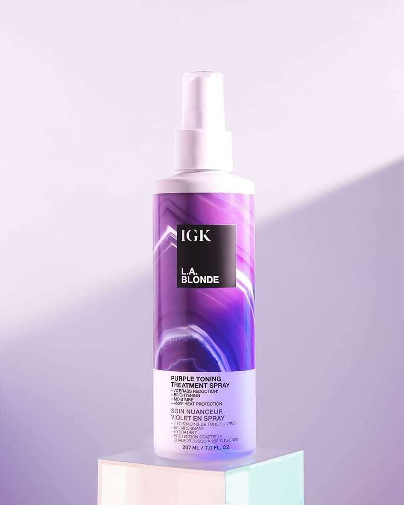 IGK LA BLONDE Purple Toning Treatment Spray | Brighten + Neutralize Brass + Heat Protectant | Vegan + Cruelty Free | 7 Oz - Image 2