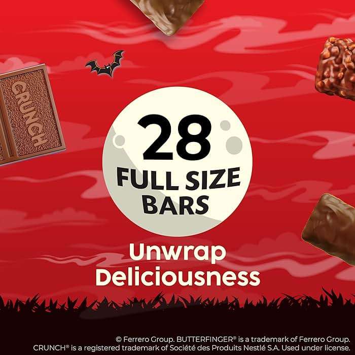 Butterfinger, CRUNCH, Baby Ruth and 100 Grand, Bulk 28 Pack, Assorted Full Size Chocolate Candy Bars, 48 oz - Image 4