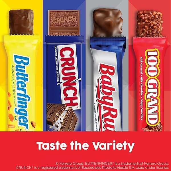 Butterfinger, CRUNCH, Baby Ruth and 100 Grand, Bulk 28 Pack, Assorted Full Size Chocolate Candy Bars, 48 oz - Image 5