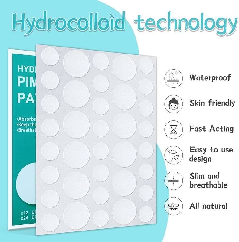 PICcircuit 180 Counts Pimple Patches for Face Hydrocolloid Acne Patches for face Invisible Zit Patches for Face Pimple Patch Acne Spot Treatment Patch Blemish Patches Cover Patches Stickers - Image 3