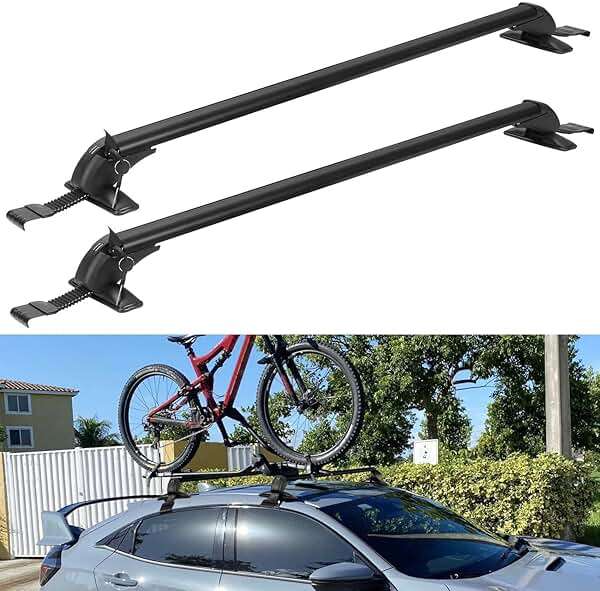Adjustable Car Roof Rack Cross Bars with Anti-Theft Lock, Heavy-Duty Aluminum Roof Rail for Bike, Kayak, Cargo, Luggage – Fits Vehicles with Rain Gutter Spacing 42.91in-44.88in (2PCS) - Image 1