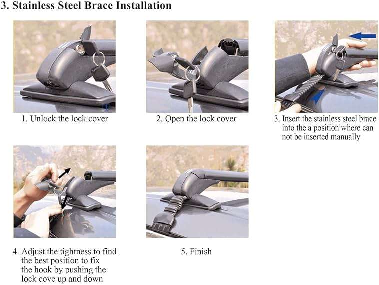 Adjustable Car Roof Rack Cross Bars with Anti-Theft Lock, Heavy-Duty Aluminum Roof Rail for Bike, Kayak, Cargo, Luggage – Fits Vehicles with Rain Gutter Spacing 42.91in-44.88in (2PCS) - Image 5