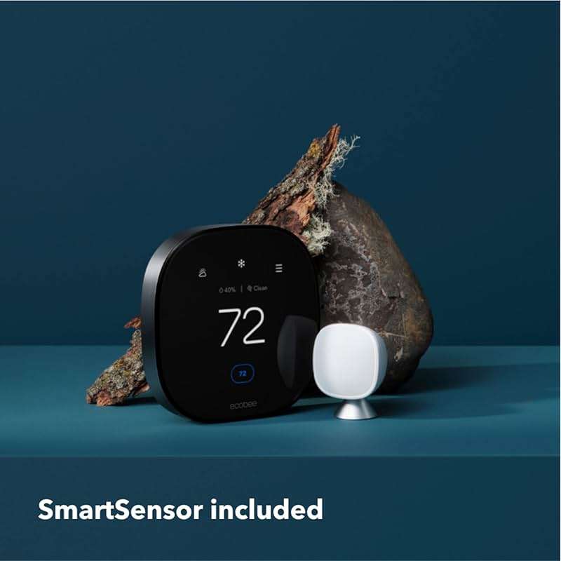 ecobee Smart Thermostat Premium with Smart Sensor and Air Quality Monitor - Programmable Wifi Thermostat - Works with Siri, Alexa, Google Assistant, Black - Image 2