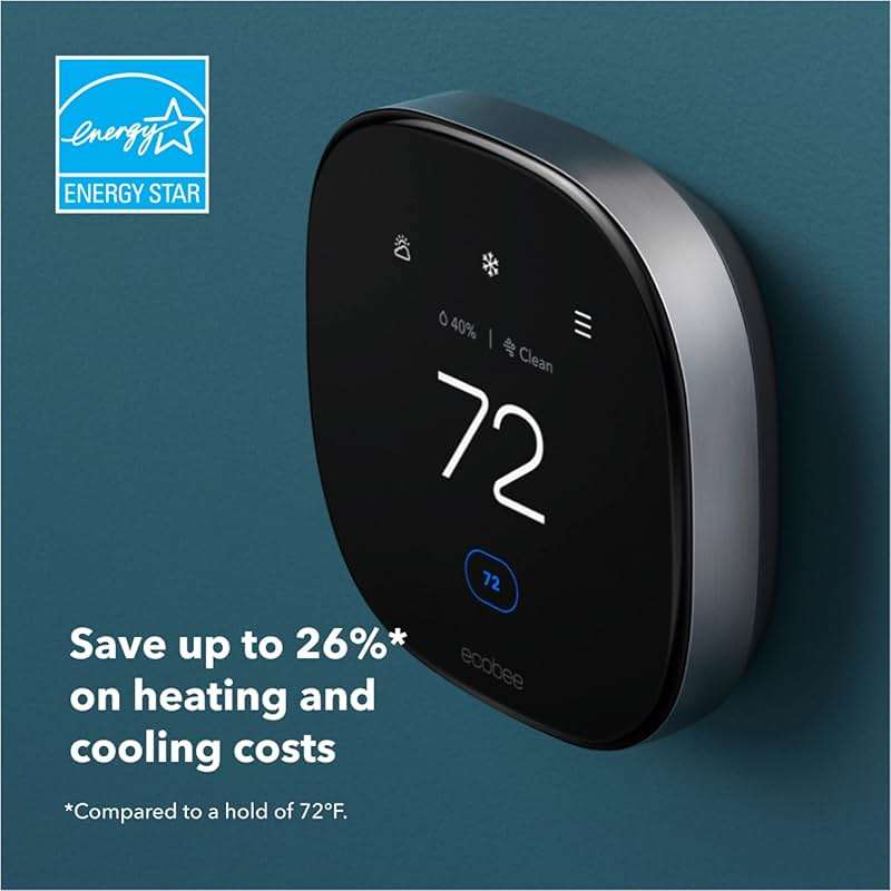 ecobee Smart Thermostat Premium with Smart Sensor and Air Quality Monitor - Programmable Wifi Thermostat - Works with Siri, Alexa, Google Assistant, Black - Image 5