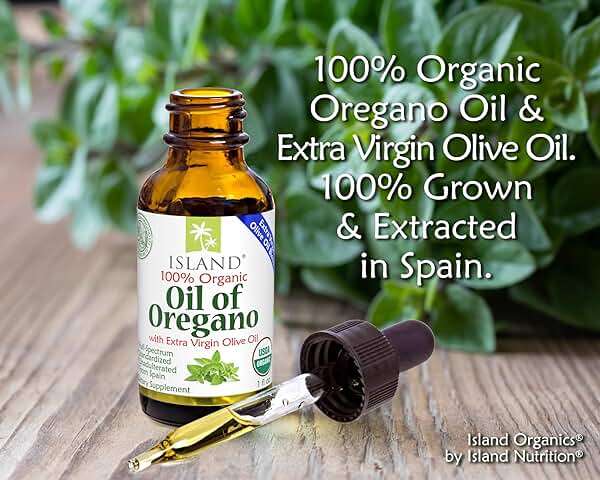 Island Nutrition, Oil of Oregano Organic Liquid Drops (1 fl oz) - Blend of Organic Oregano Oil & Olive Oil, Grown in Spain. - Image 2