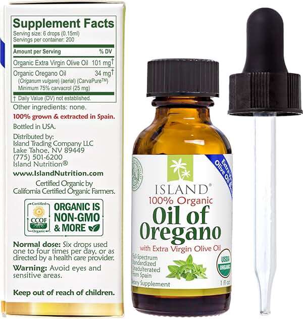 Island Nutrition, Oil of Oregano Organic Liquid Drops (1 fl oz) - Blend of Organic Oregano Oil & Olive Oil, Grown in Spain. - Image 3