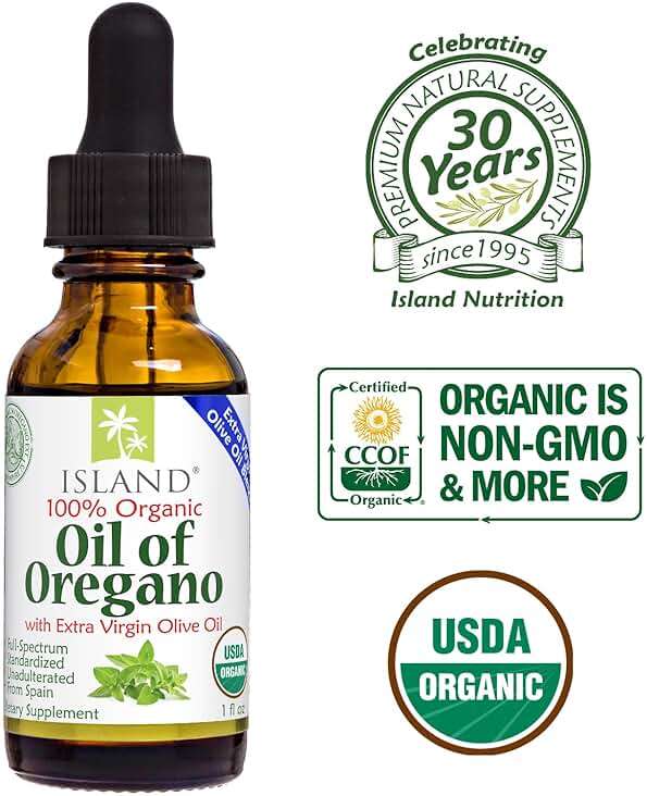 Island Nutrition, Oil of Oregano Organic Liquid Drops (1 fl oz) - Blend of Organic Oregano Oil & Olive Oil, Grown in Spain. - Image 5