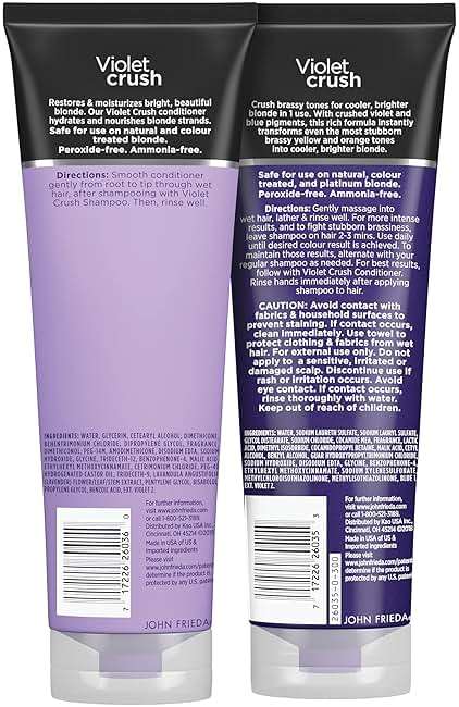 John Frieda Violet Crush Purple Shampoo and Conditioner Set for Blonde Hair, Neutralizes Yellow Tones for Bleached, Blonde, and Platinum Hair, 8.3 Oz, Pack of 2 - Image 6