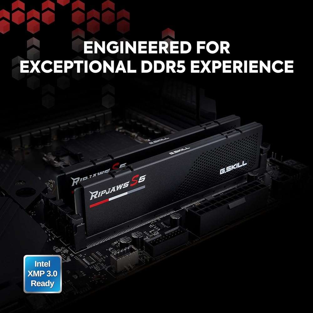 G.SKILL Ripjaws S5 Series DDR5 RAM (Intel XMP 3.0) 32GB (2x16GB) 6000MT/s CL30-40-40-96 1.35V Desktop Computer Memory U-DIMM - Matte Black (F5-6000J3040F16GA2-RS5K) - Image 2