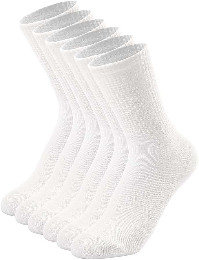 DOKUTOKU 3-12 Pack Womens Crew Socks Size 6-9 Light Weight Thin Casual Calf Socks - Image 1