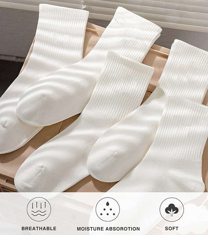DOKUTOKU 3-12 Pack Womens Crew Socks Size 6-9 Light Weight Thin Casual Calf Socks - Image 3
