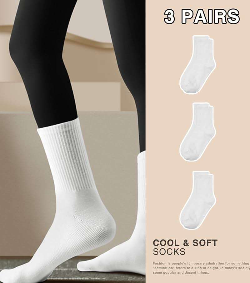 DOKUTOKU 3-12 Pack Womens Crew Socks Size 6-9 Light Weight Thin Casual Calf Socks - Image 4