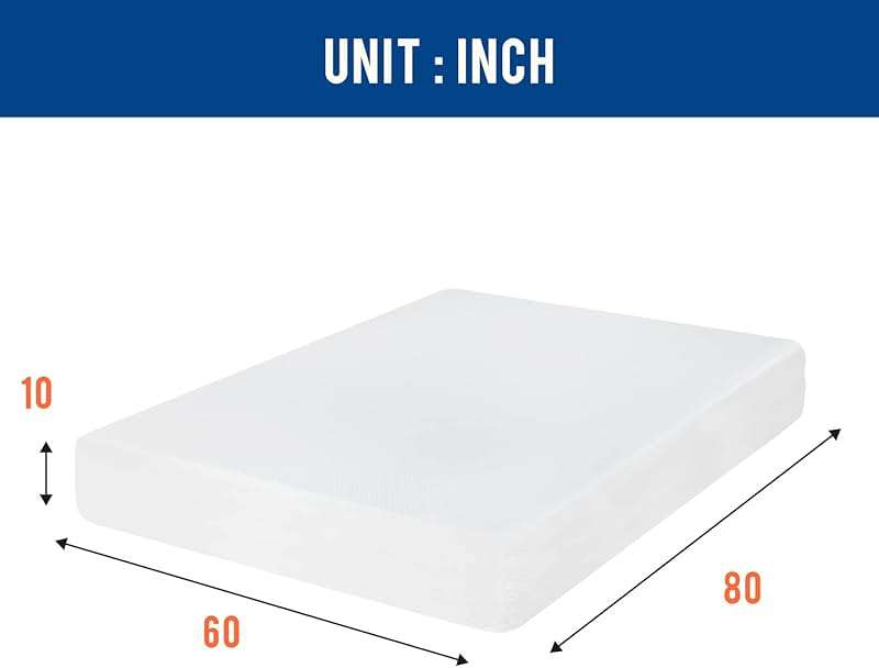 FDW | 10 Inch Queen Mattress | Medium Firm | Gel Memory Foam Mattress | White | Bed in a Box, CertiPUR-US Certified | Pressure Relief, Cooling Ventilated Foam | Washable Removable Cover - Image 2