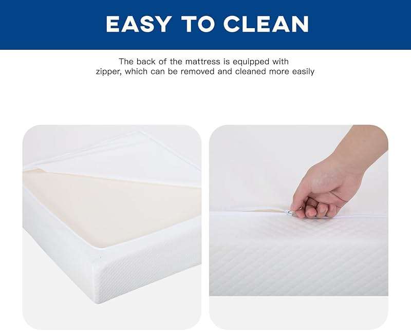 FDW | 10 Inch Queen Mattress | Medium Firm | Gel Memory Foam Mattress | White | Bed in a Box, CertiPUR-US Certified | Pressure Relief, Cooling Ventilated Foam | Washable Removable Cover - Image 5