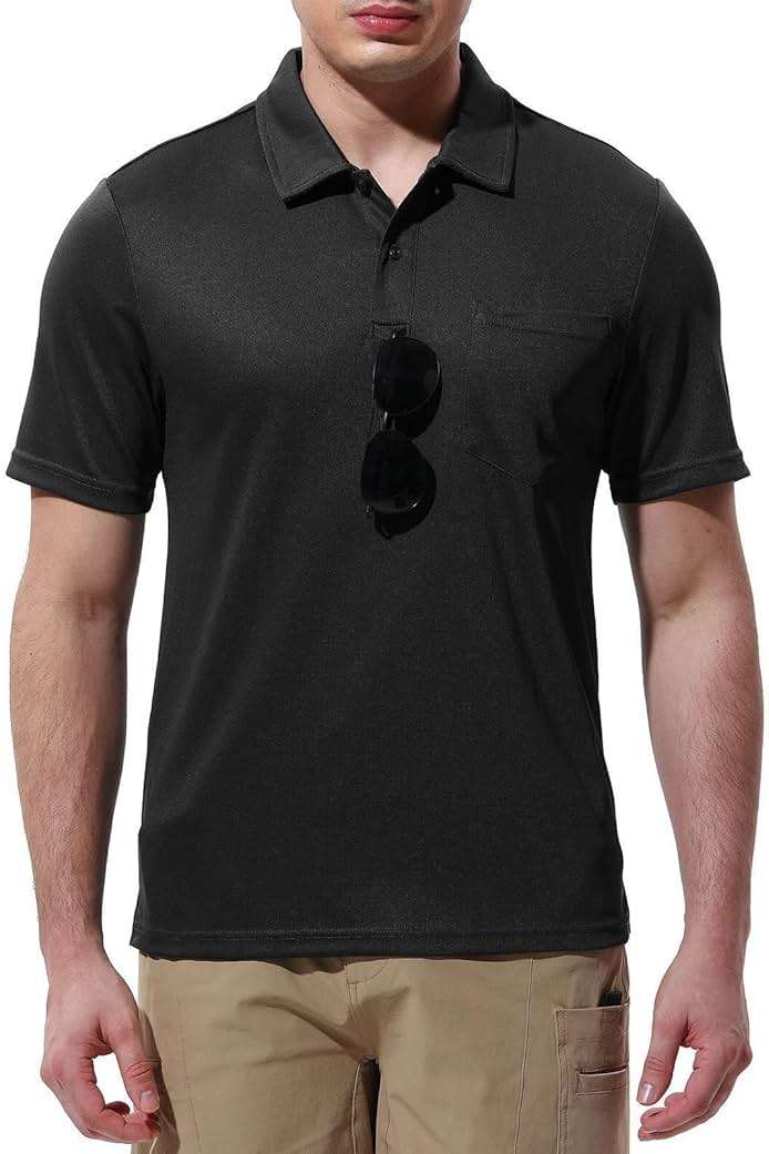Rdruko Men's Polo Shirts Short Sleeve Quick Dry Outdoor Golf Sports Shirts with Pocket - Image 2
