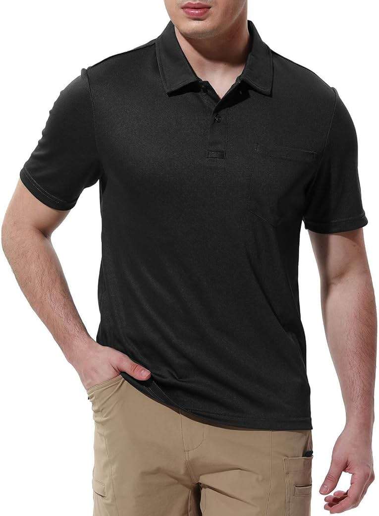 Rdruko Men's Polo Shirts Short Sleeve Quick Dry Outdoor Golf Sports Shirts with Pocket - Image 3
