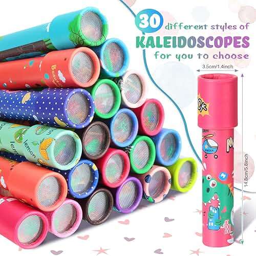 Yunsailing 30 Pcs Valentines Day Kaleidoscopes Party Favors Vintage Mini Kaleidoscope Party Favor Educational Toy for Kids Return Gifts School Classroom Prizes Goodie Bag Fillers(Lovely) - Image 2
