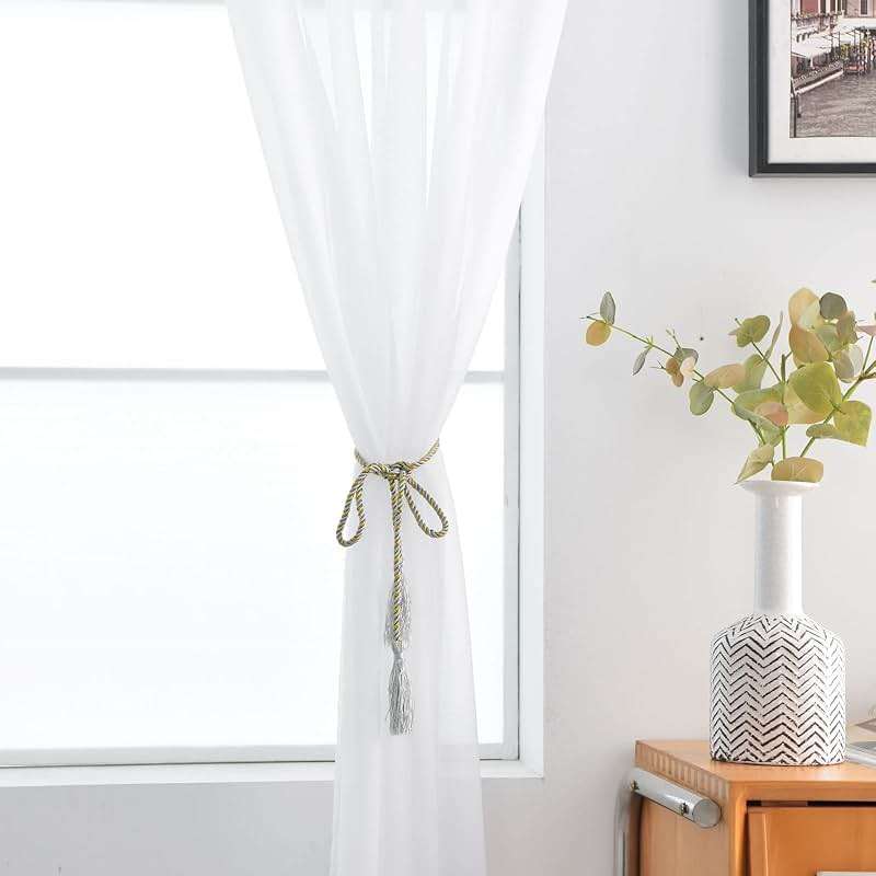 SpaceDresser Basic Rod Pocket Sheer Voile Window Curtain Panels White 1 Pair 2 Panels 52 Width 84 Inch Long for Kitchen Bedroom Children Living Room Yard(White,52 W x 84 L) - Image 6
