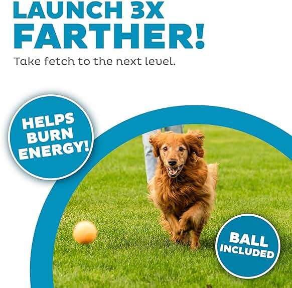 Outward Hound Launch A Ball Squeak Dog Ball Launcher, Interactive Fetch Toy, Squeaker Handle, Long-Distance Play, Slobber-Free Pickup - Image 2