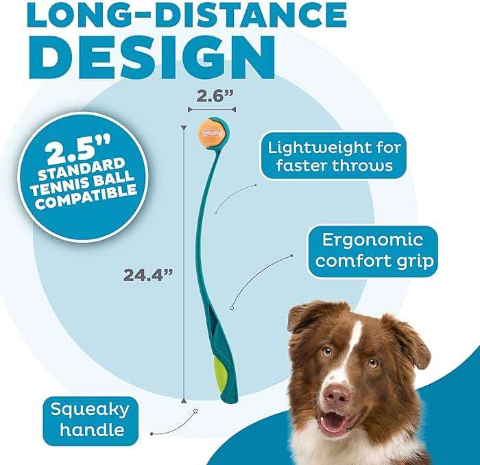 Outward Hound Launch A Ball Squeak Dog Ball Launcher, Interactive Fetch Toy, Squeaker Handle, Long-Distance Play, Slobber-Free Pickup - Image 3