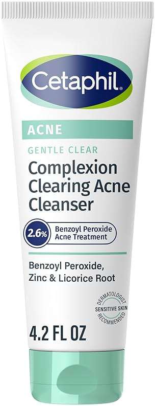 Cetaphil Gentle Clear Complexion-Clearing BPO Acne Cleanser with 2.6% Benzoyl Peroxide, Creamy and Soothing for Sensitive Skin, Suitable for All Skin Types, 4.2oz - Image 1