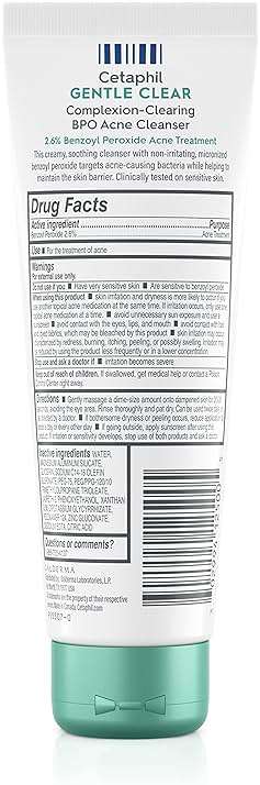 Cetaphil Gentle Clear Complexion-Clearing BPO Acne Cleanser with 2.6% Benzoyl Peroxide, Creamy and Soothing for Sensitive Skin, Suitable for All Skin Types, 4.2oz - Image 2