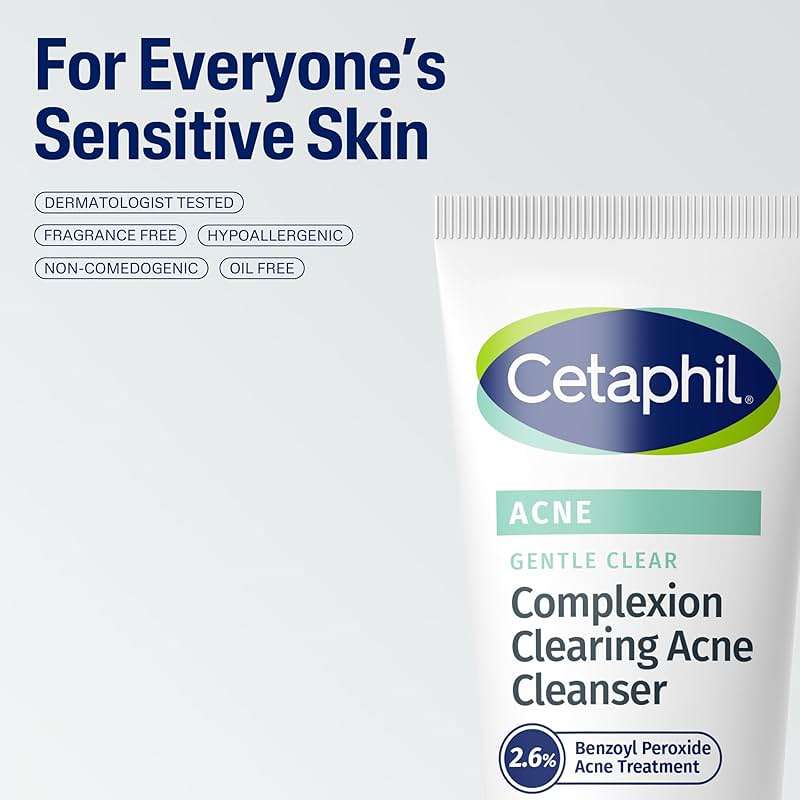 Cetaphil Gentle Clear Complexion-Clearing BPO Acne Cleanser with 2.6% Benzoyl Peroxide, Creamy and Soothing for Sensitive Skin, Suitable for All Skin Types, 4.2oz - Image 8