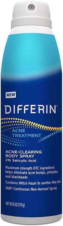 Differin Acne Body Spray, Acne Treatment with Salicylic Acid by the makers of Differin Gel, 360 Formula for Back Acne, Chest and Shoulders, 6 oz - Image 1