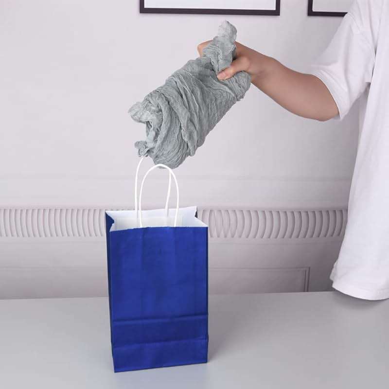 Oikss 100 Pack 5.25x3.25x8.25 Inch Small Royal Blue Kraft Paper Bags with Handles Bulk for Birthday Wedding Party Favors Grocery Retail Shopping Business Goody Craft Gift Bags Sacks (100pcs Count) - Image 7