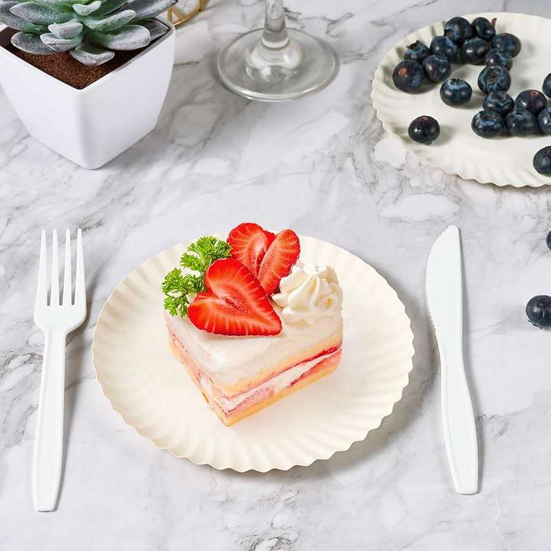 FOCUSLINE 6 Inch Paper Plates 1000 Count, White Paper Plates Uncoated, Everyday Disposable Dessert Plate 6" Small Plate Bulk 1000 Count - Image 2